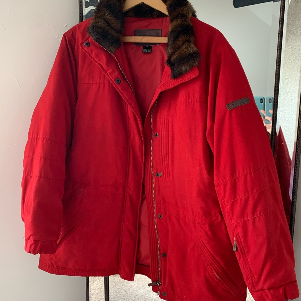 Vintage Ralph Lauren ski & snowboard outdoor jacket, medium, red, faux fur